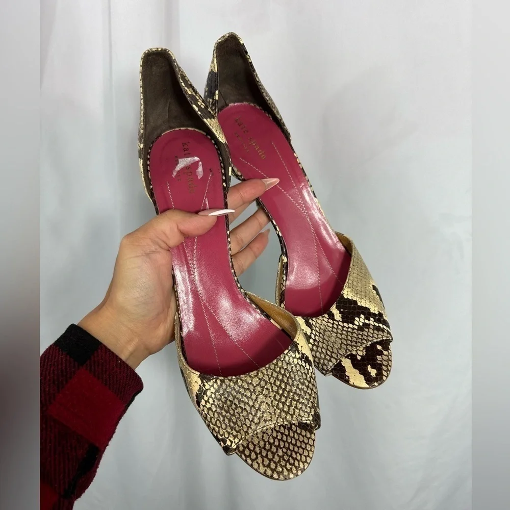 Kate Spade Snake print peep toe heels size 10